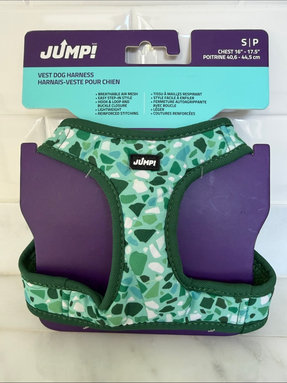 Jump Green Mosaic Vest Dog Harness
